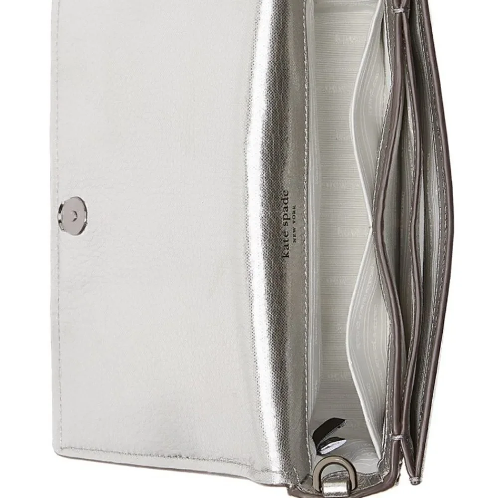 Kate Spade Chic New York Metallic Leather Flap Chain purse NWT Snap closure